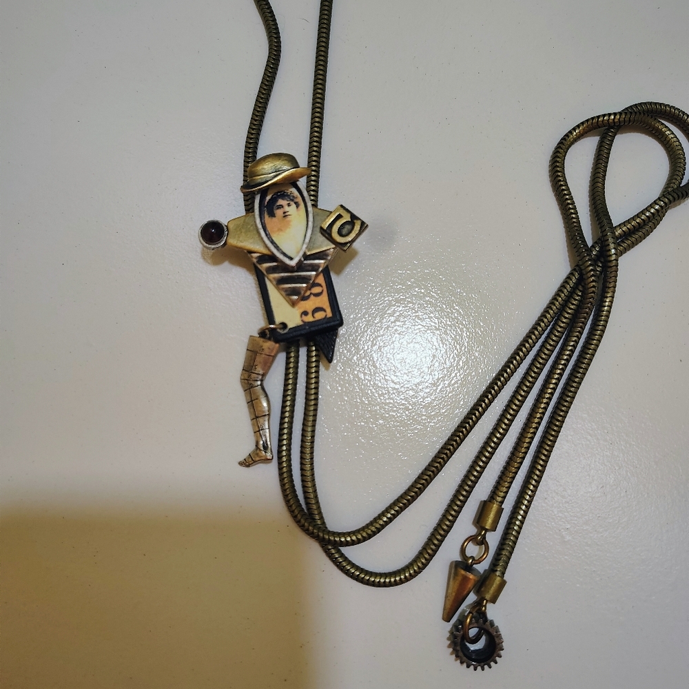 Vintage Brass Bolo Tie Western Formal Mexico Mens Dresswear Cowboy